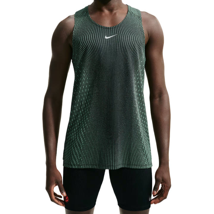 Nike Nike Running Tank Tops Men's Black/Light Green Spark Crew Neck Moderate