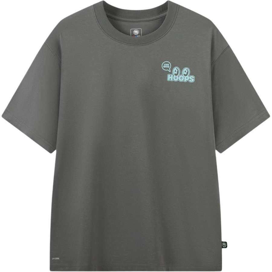 Li-Ning Li Ning BADFIVE T Shirts Men's Iron Oxygen Gray Crew Neck Moderate Straight Fit