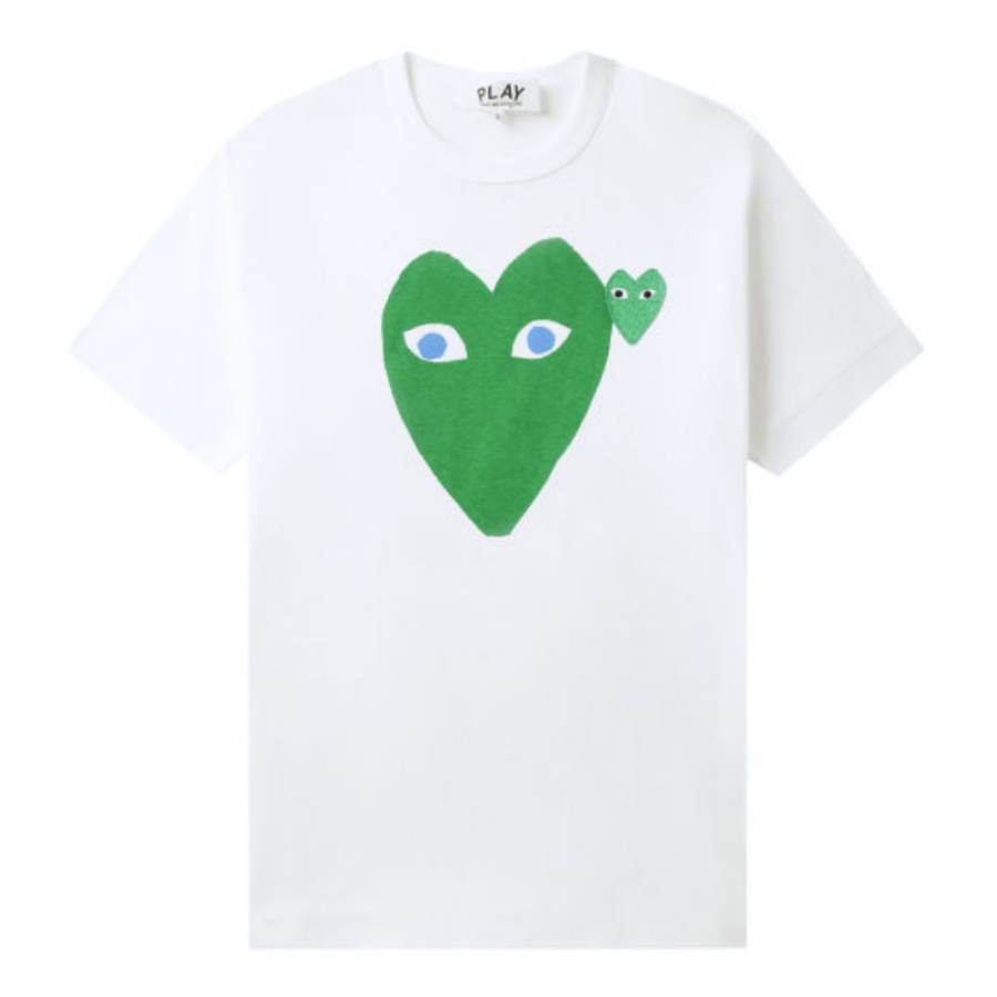 CDG Play T Shirts Unisex White Crew Neck Thin Straight Fit