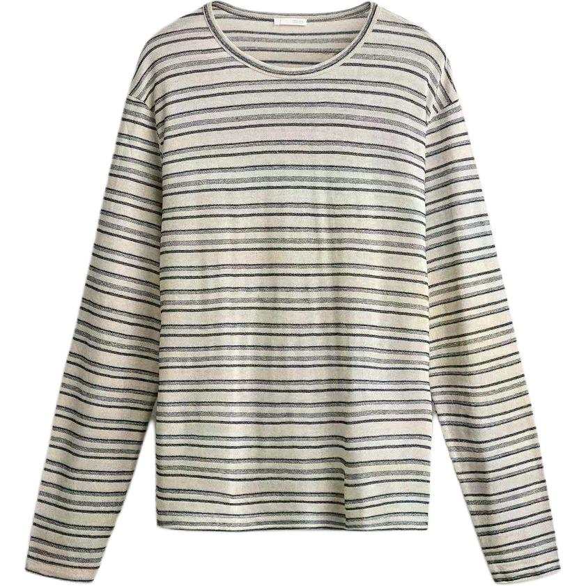 ZARA T Shirts Men's Stripes Crew Neck Moderate Straight Fit