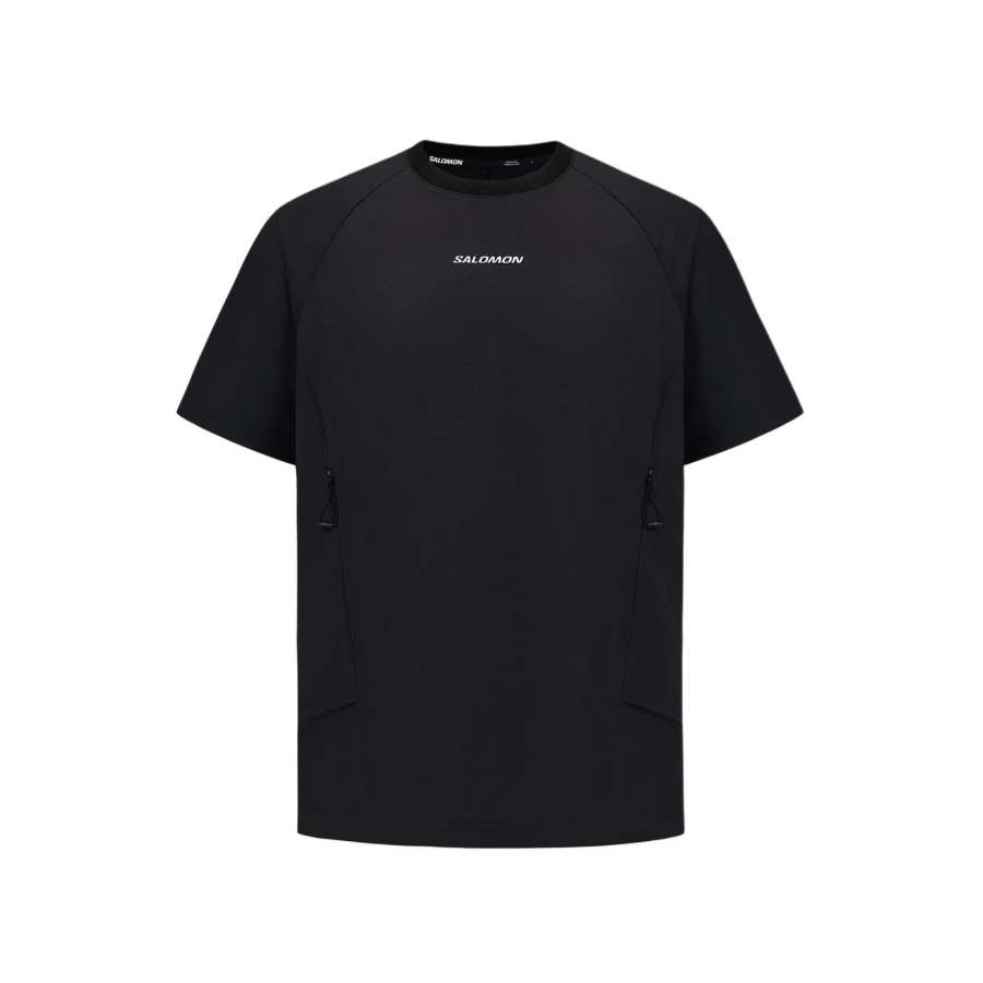 SALOMON T Shirts Men's Pitch Black Crew Neck Straight Fit