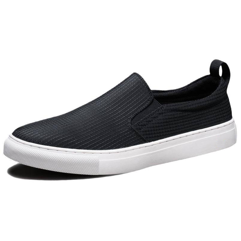 SENJIALUO Canvas Abrasion Resistant Lightweight Slip Resistant Low top Skateboard Shoes Men's Black