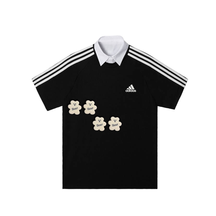 Adidas Adidas Football T Shirts Men's Black Lapel Moderate