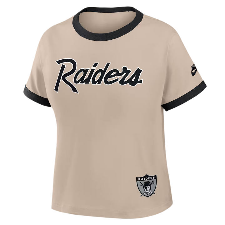 Nike Nike T Shirts Women's Beige/Black Crew Neck Moderate