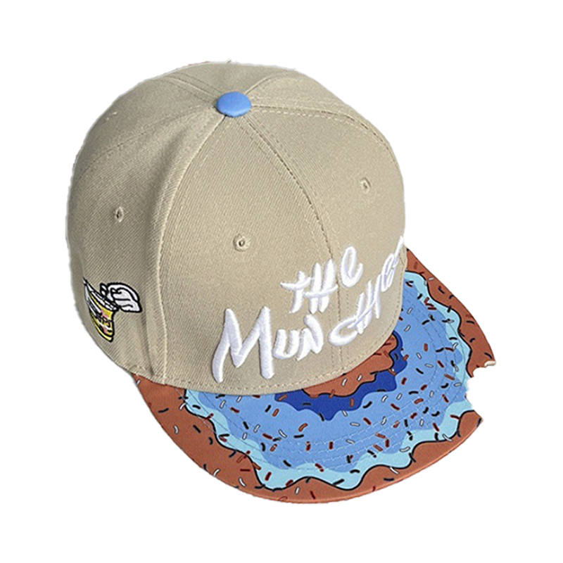 AAJF Polyester Slit Donut Flat Top Baseball Cap For Students, Hip Hop Embroidered Flat Top Hat Unisex