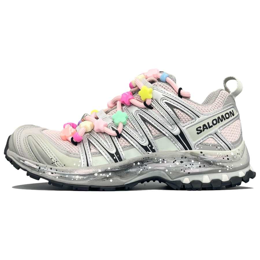SALOMON XA PRO 3D Running Shoes Unisex Low Top Silver, Black, Pink