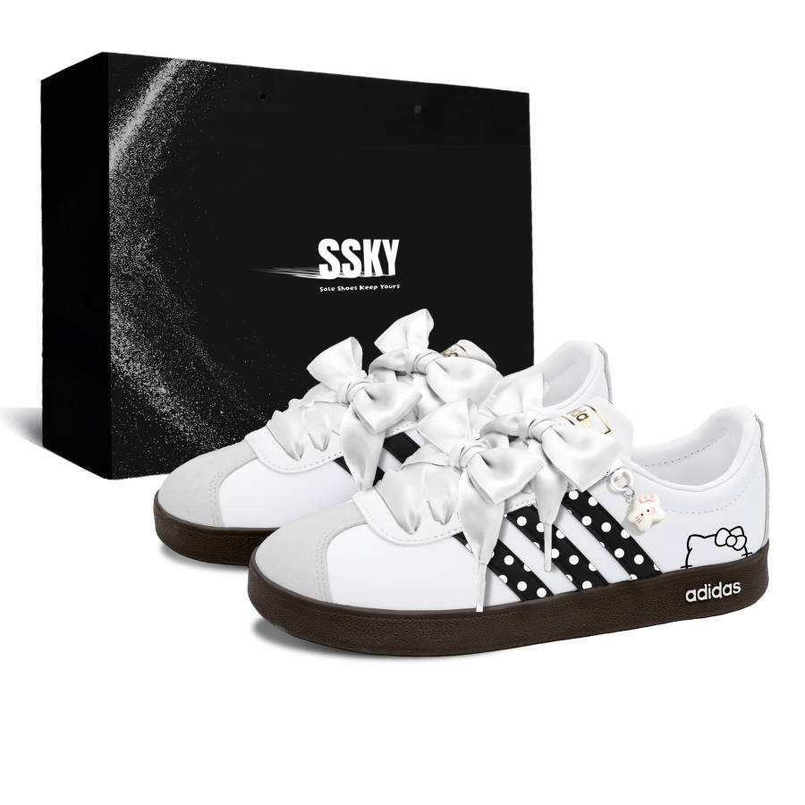 Adidas Adidas VL COURT 2.0 Skateboard Shoes Unisex Low Top White/Black/Gray