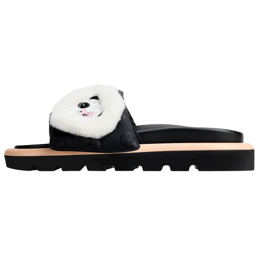 LOUIS VUITTON Pool Pillow Comfort Slide Slippers Women's Black/White