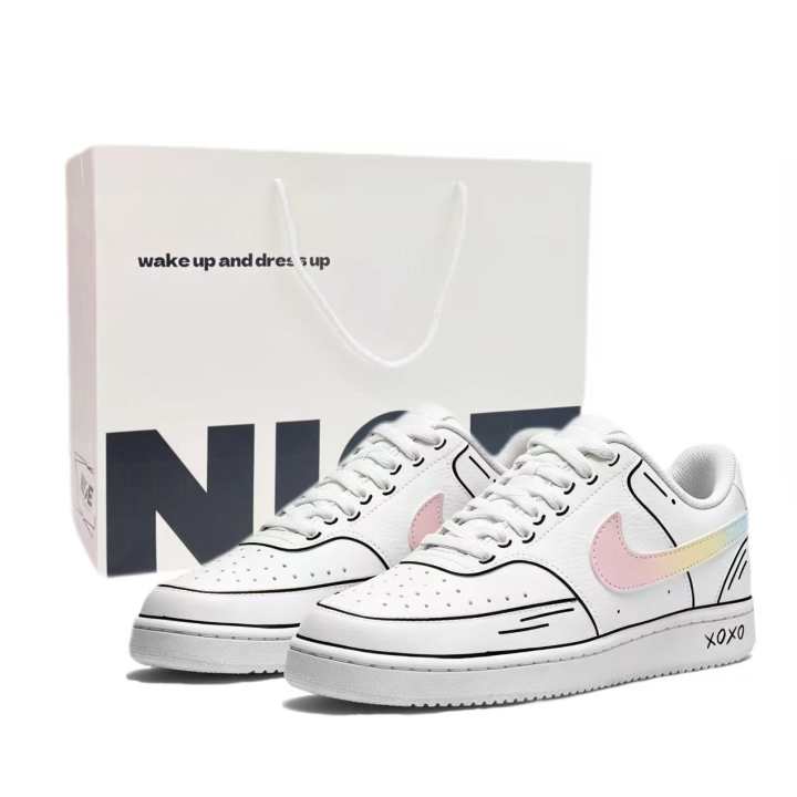 Nike Nike Court Vision 1 Skateboard Shoes Unisex Low Top Blue, Pink, Yellow