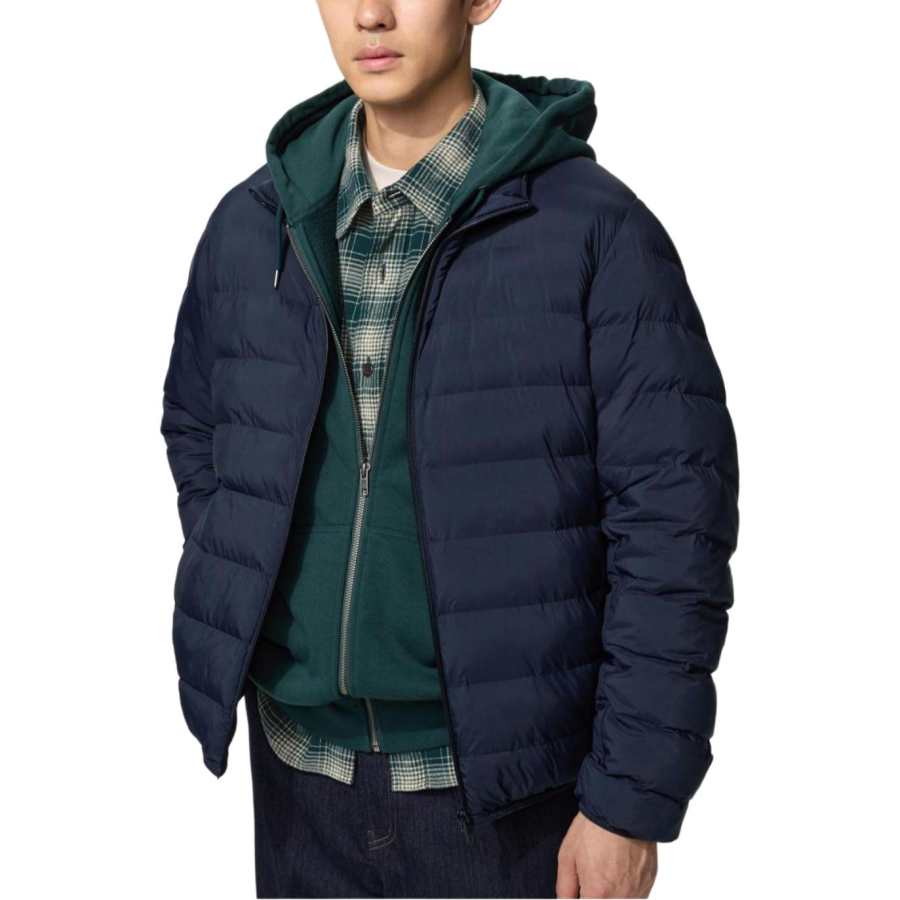 UNIQLO PUFFTECH Puffer Jackets Men's Navy Blue Stand Collar Moderate