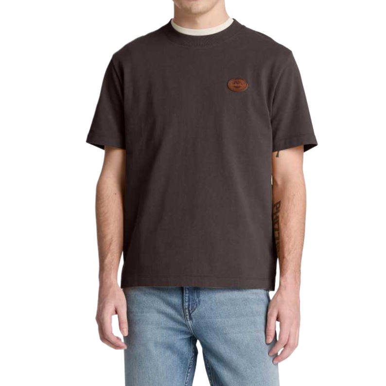 Timberland T Shirts Men's Gray Black Crew Neck Moderate