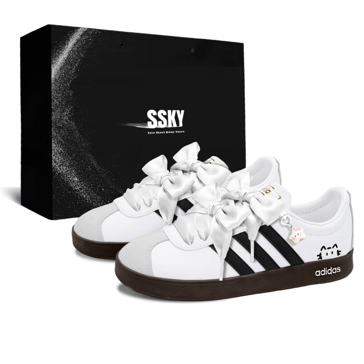 Adidas Adidas VL COURT 2.0 Skateboard Shoes Unisex Low Top White/Black/Gray