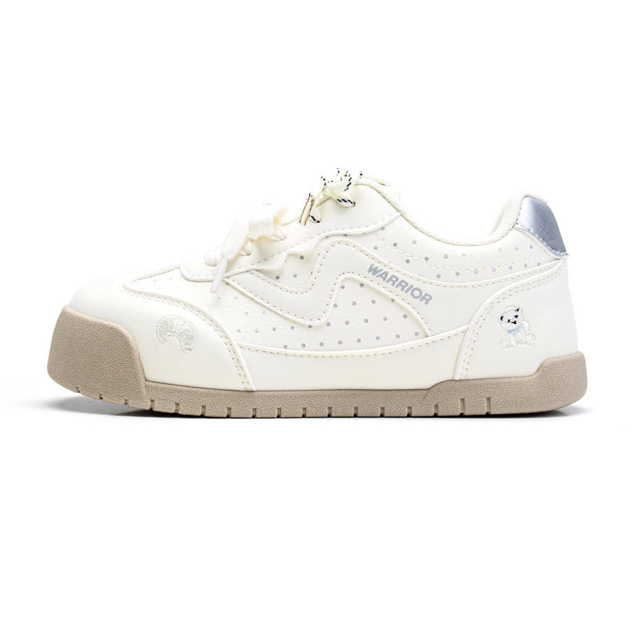 WARRIOR Skateboard Shoes Women's Low Top Beige Silver
