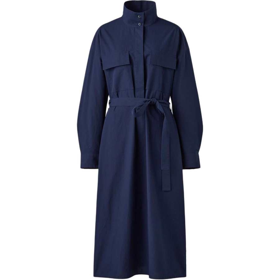 UNIQLO C Collection Long Sleeved Dresses Women's Navy Blue Stand Collar Moderate