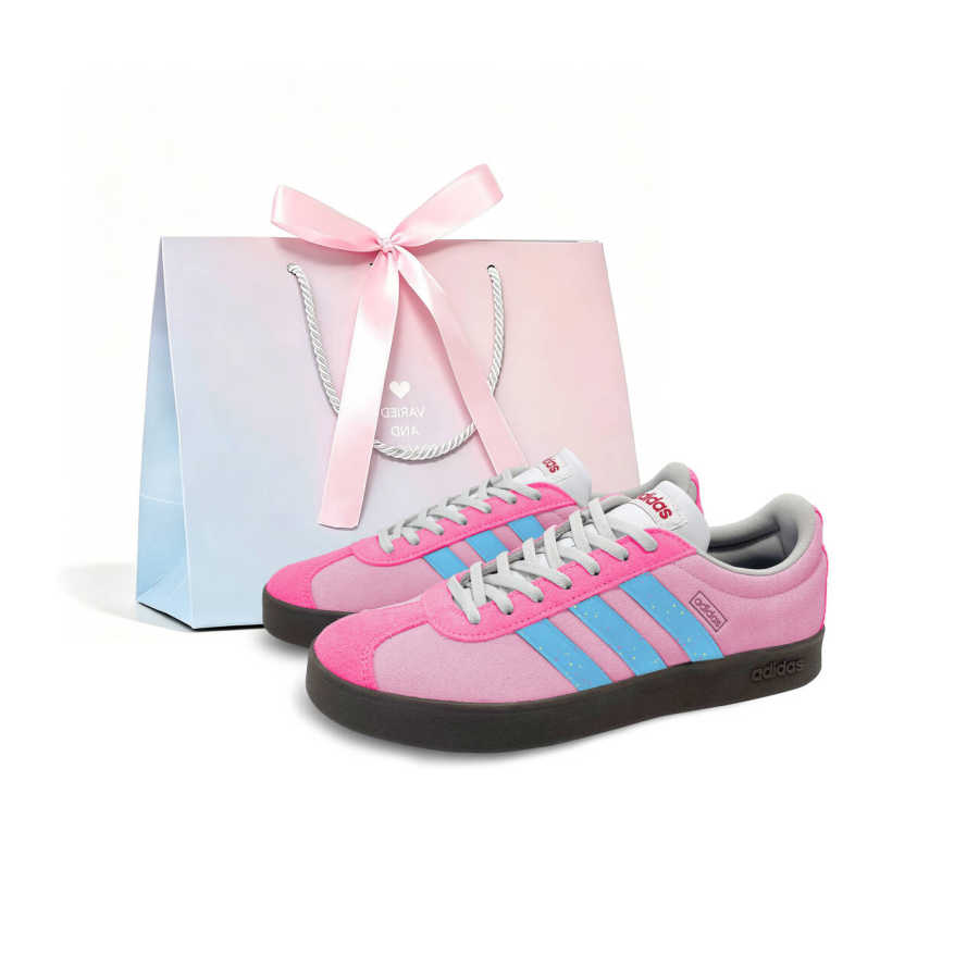 Adidas Adidas VL COURT 2.0 German Army Trainers Unisex Low Top Pink Blue Colorway