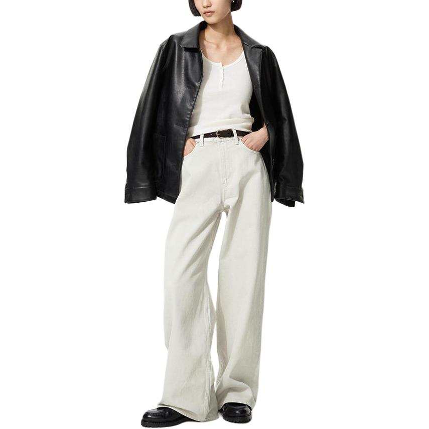 UNIQLO SS26 Jeans Women's Light Gray Moderate Straight Fit Pants