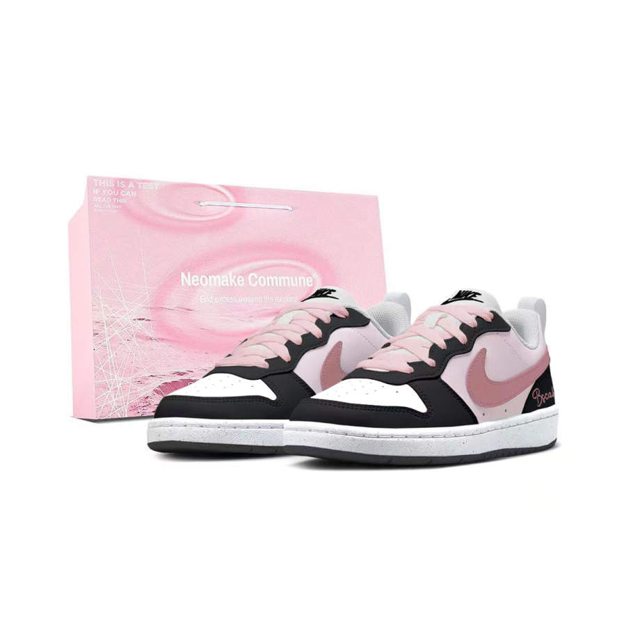 Nike Nike Court Borough Black Pink Smoothie Low top Kids' Skateboarding Shoes Peach Pink Unisex