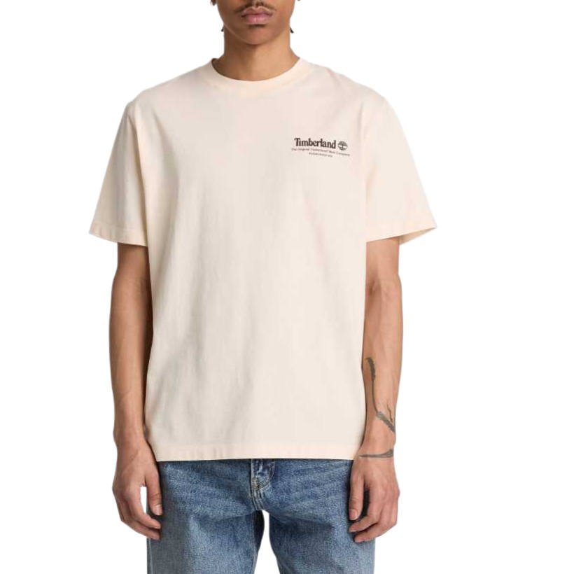 Timberland T Shirts Men's White Smoke Color Crew Neck Moderate