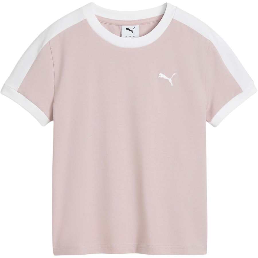 PUMA T7 T Shirts Women's Mist Pink 49 Crew Neck Moderate