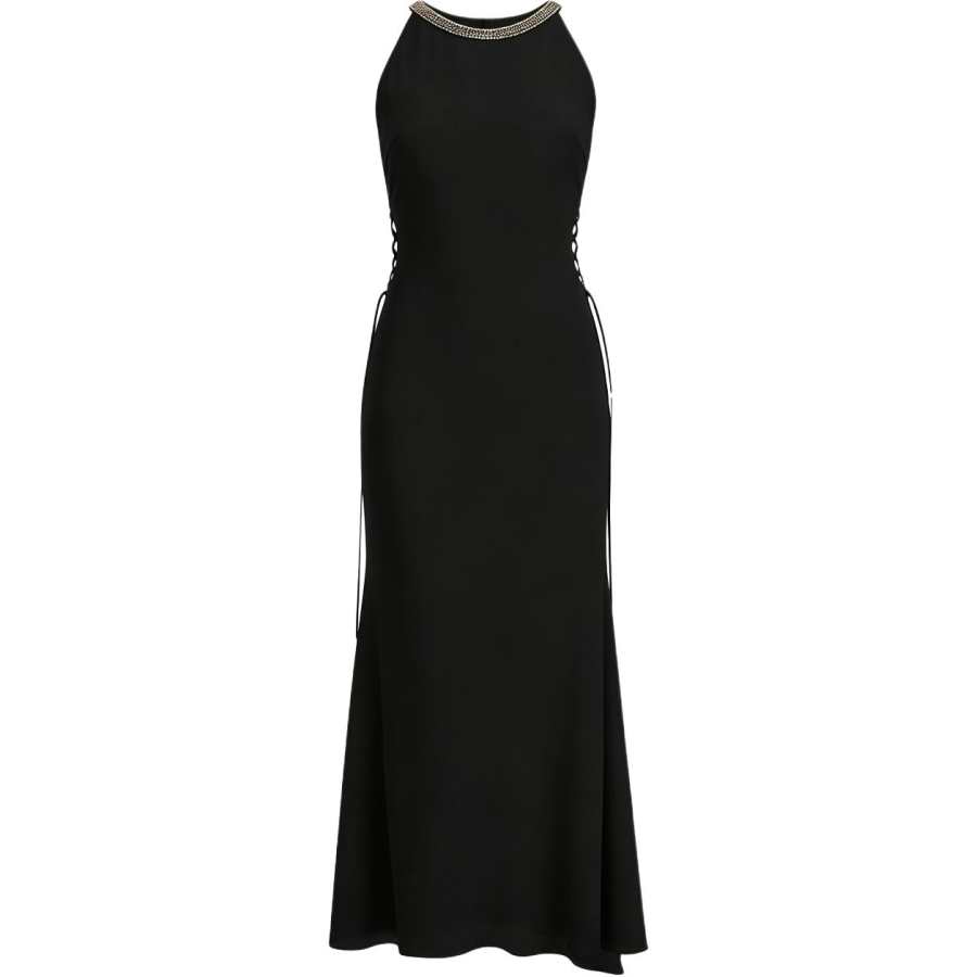 PINKO Sleeveless Dresses Women's Black Halter Thin Midi Skirt Fishtail Dress