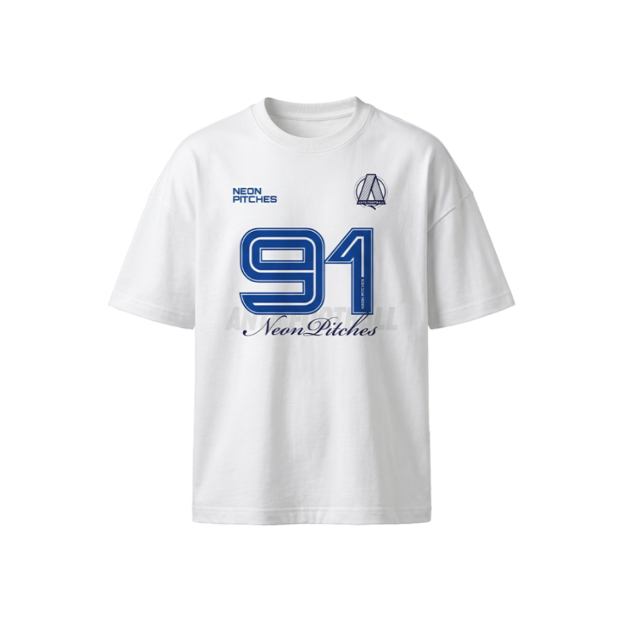 ANTA T Shirts Unisex Pure White/Dallas Blue Crew Neck