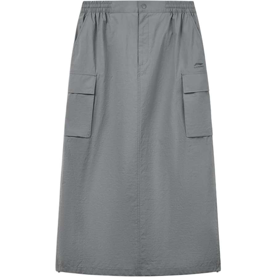 Li-Ning Li Ning Sports Life Collection Casual Long Skirts Women's Elegant Gray Moderate Long Skirt