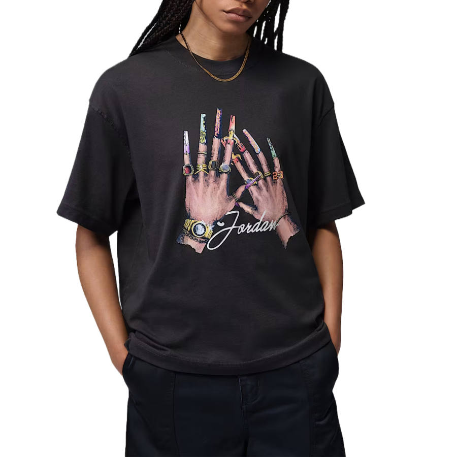 Jordan Jordan GRAPHIC T SHIRT T Shirts Women's Dark Black Crew Neck