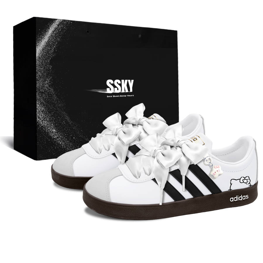 Adidas Adidas VL COURT 2.0 Skateboard Shoes Unisex Low Top White/Black/Gray