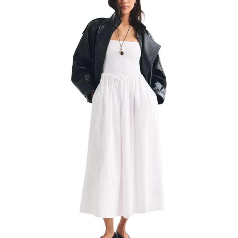 Abercrombie&Fitch Slip Dresses Women's White Moderate Midi Skirt Other