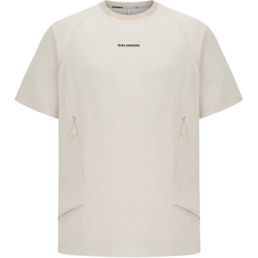 SALOMON T Shirts Men's Pelican Gray Crew Neck Moderate