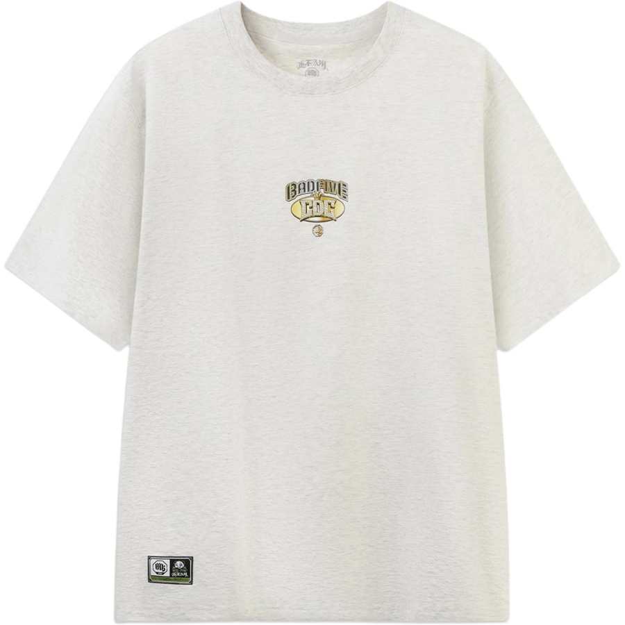 Li-Ning Li Ning T Shirts Men's Heather Gray Mist White Crew Neck Moderate Straight Fit