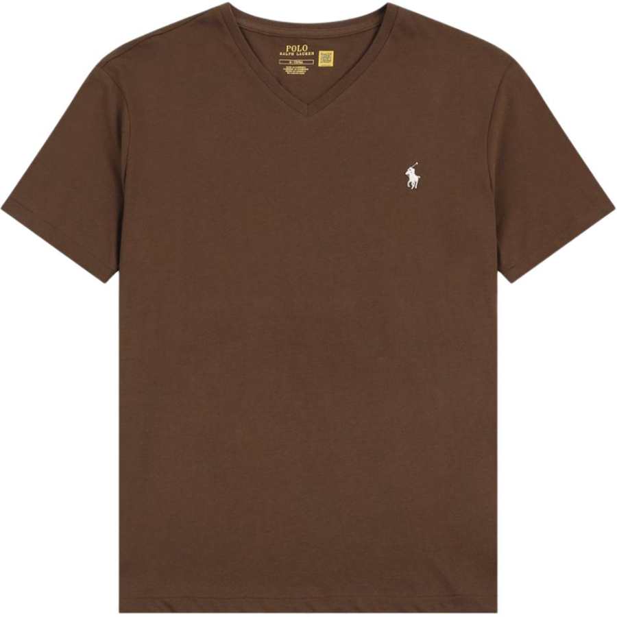 Polo Ralph Lauren T Shirts Men's Coffee Brown V Neck Moderate Straight Fit