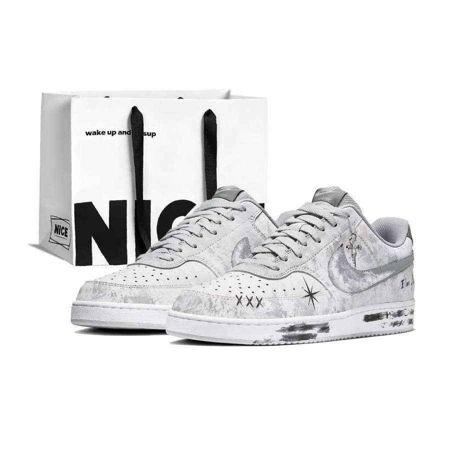 Nike Nike Court Vision Skateboard Shoes Men's Low Top White/Gray