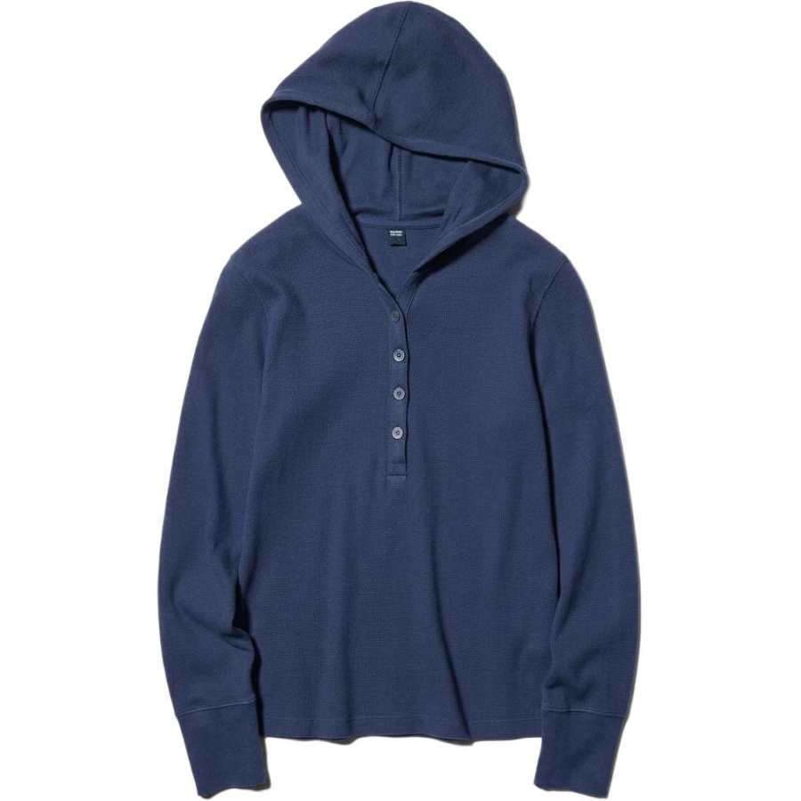 UNIQLO Sweatshirts Women's Marine Blue Hooded Non Detachable Moderate