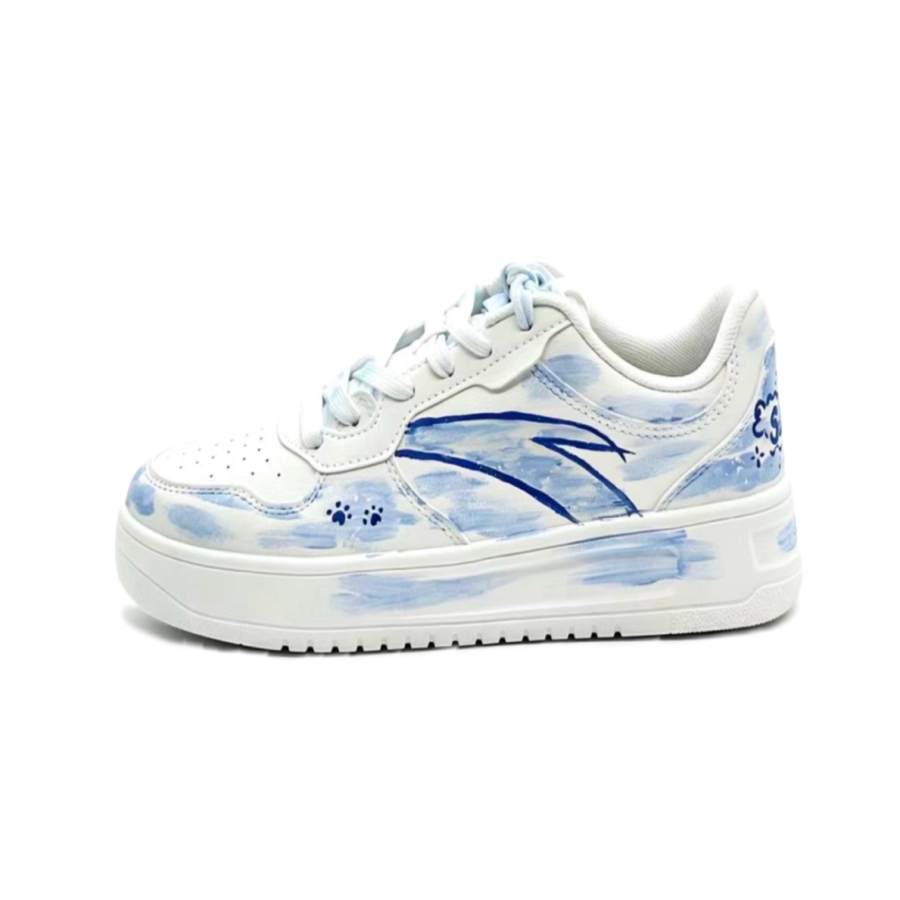 ANTA Easy Skateboard Shoes Unisex Low Top White & Blue