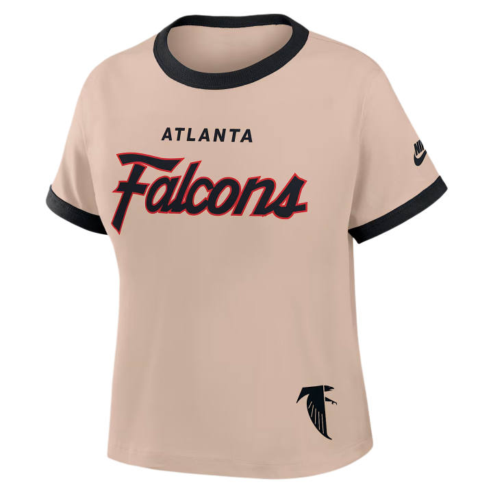 Nike Nike T Shirts Women's Beige/Black Crew Neck Moderate