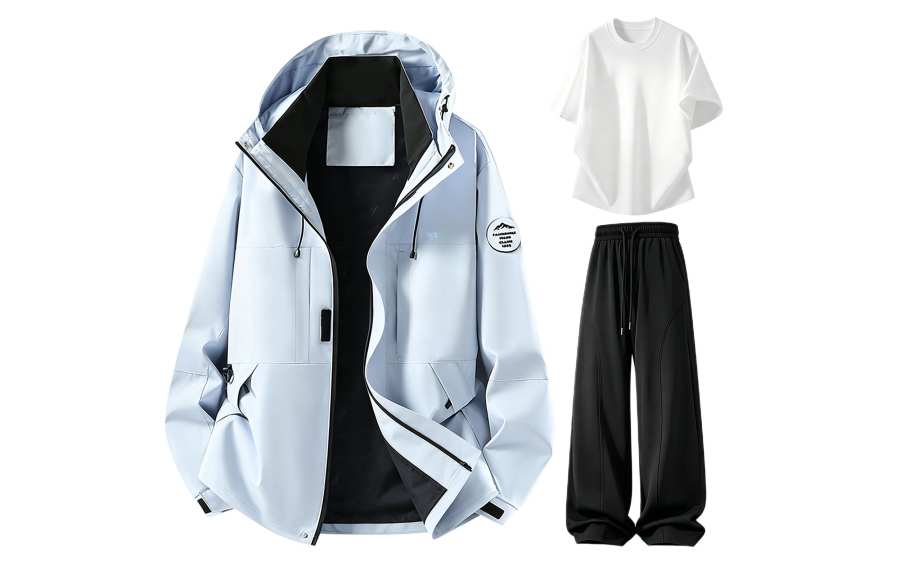 WARRIOR WARRIOR Windbreaker Jacket & Pants Sets Unisex Hooded Non Detachable Moderate