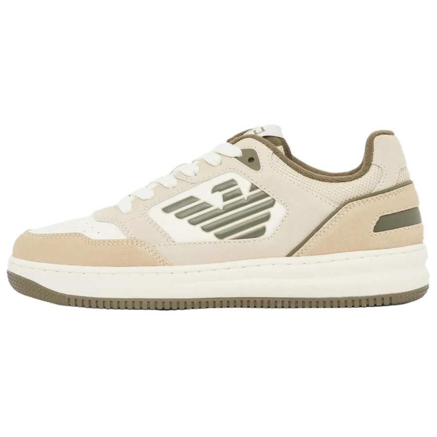 EMPORIO ARMANI EA7 Skateboard Shoes Unisex Low Top Beige & Khaki & Olive Green