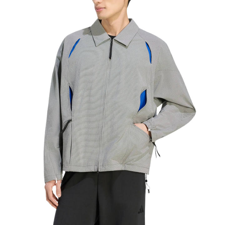 Adidas Adidas Jackets Men's Black/Bright White Lapel Moderate Straight Fit