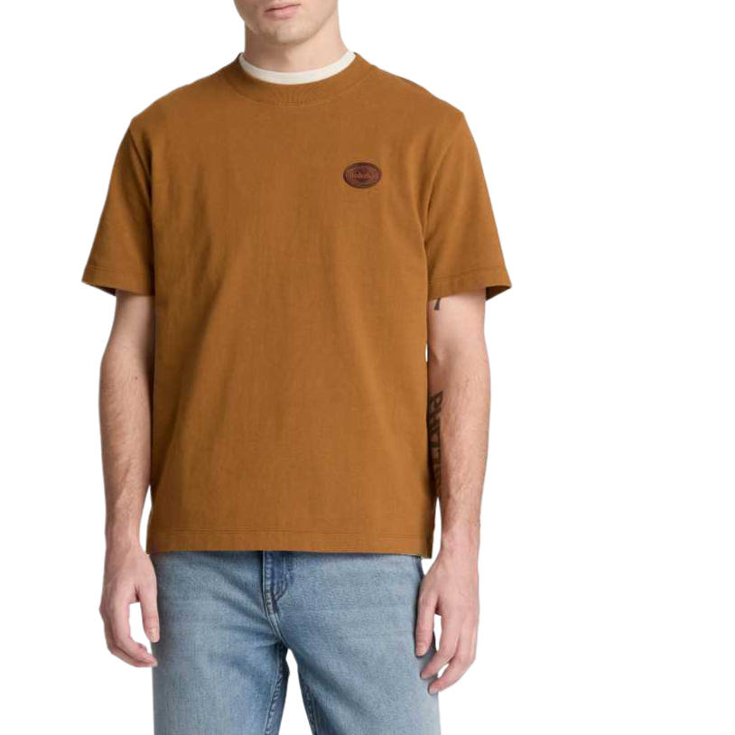 Timberland T Shirts Men's Dark Wheat Crew Neck Moderate