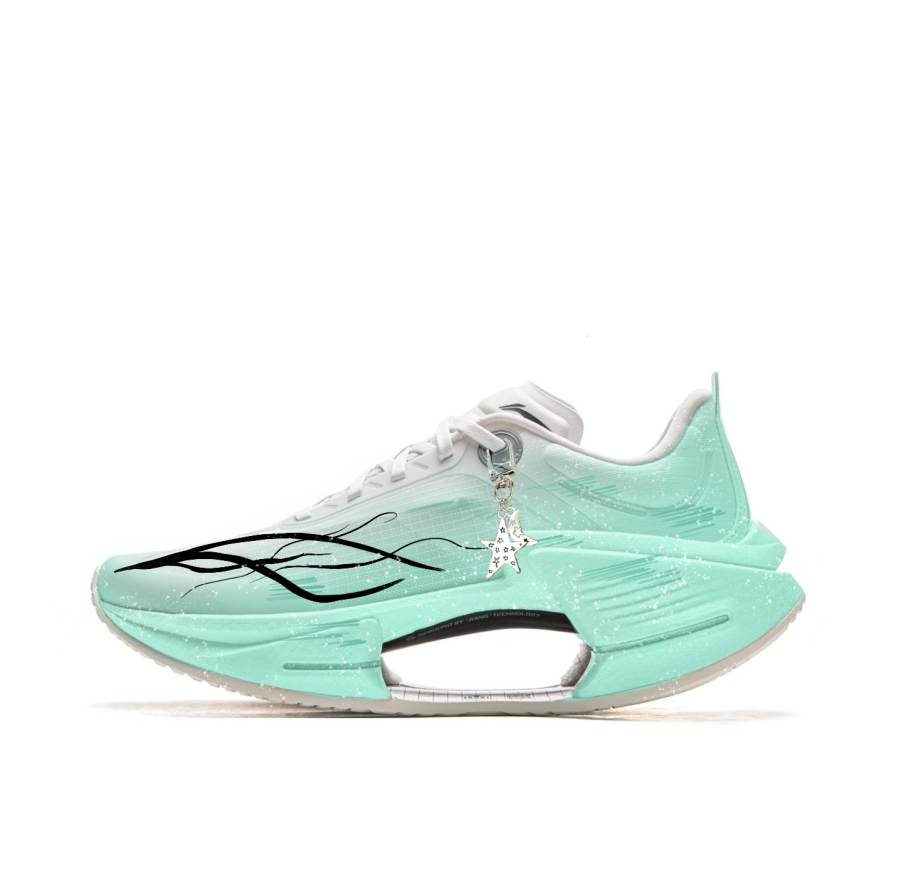 Li-Ning Li Ning Shadow 3.0 Running Shoes Men's Low Top White Cyan Gradient Ink Splatter Colorway