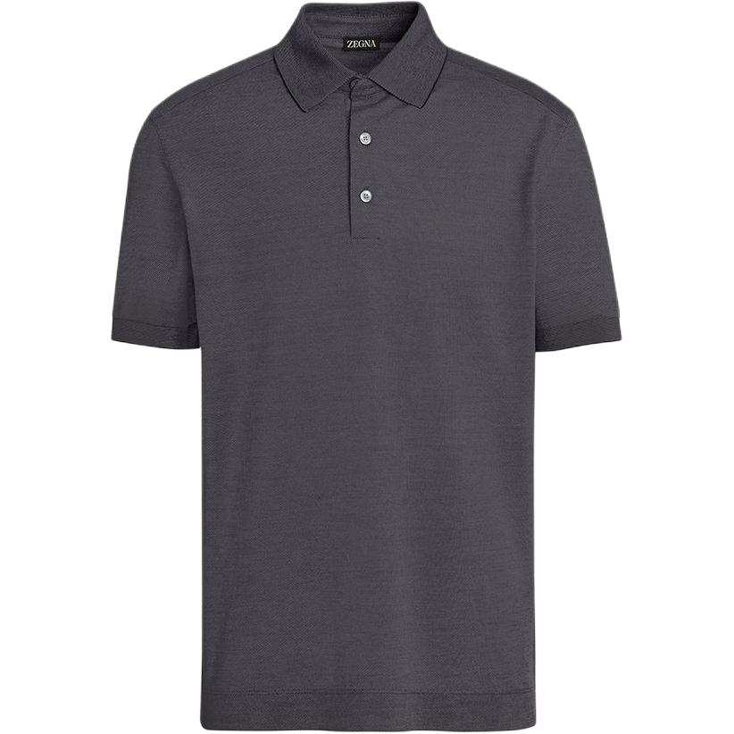 Ermenegildo Zegna Polo Shirts Men's Gray Polo Collar Moderate Straight Fit