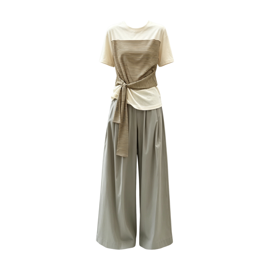 FINDSME GAGA Casual Suits Women's Crew Neck Thin