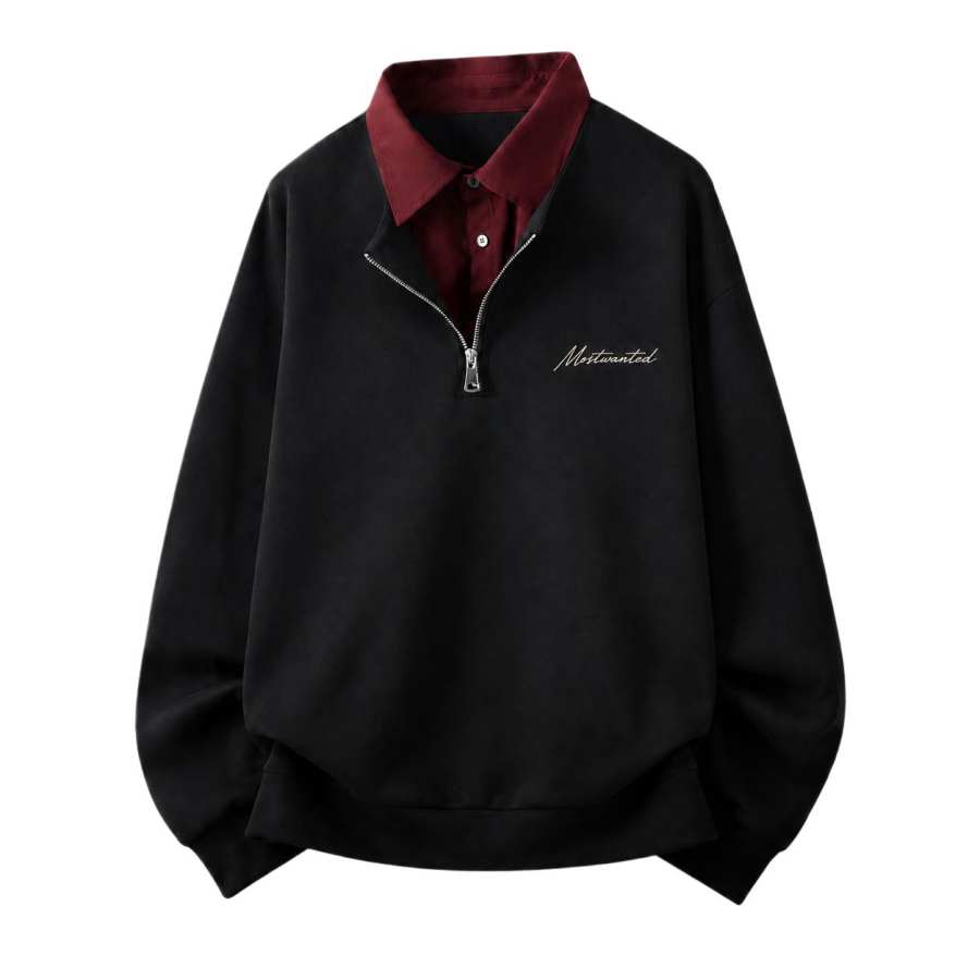 MostwantedLab Sweatshirts Unisex Lapel Moderate Straight Fit