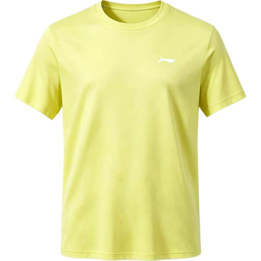 Li-Ning Li Ning T Shirts Men's Light Lemon Yellow Crew Neck Thin Straight Fit