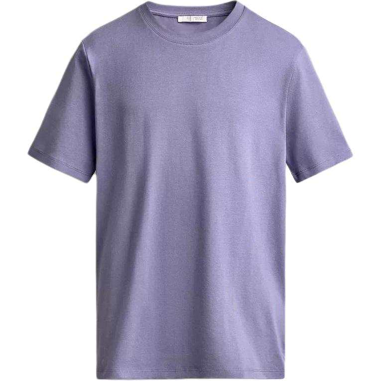 ZARA T Shirts Men's Light Purple Red Crew Neck Moderate Straight Fit