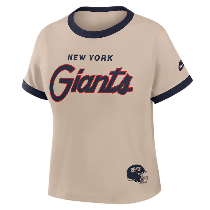 Nike Nike NFL T Shirts Women's Cream/Navy Blue Crew Neck Moderate
