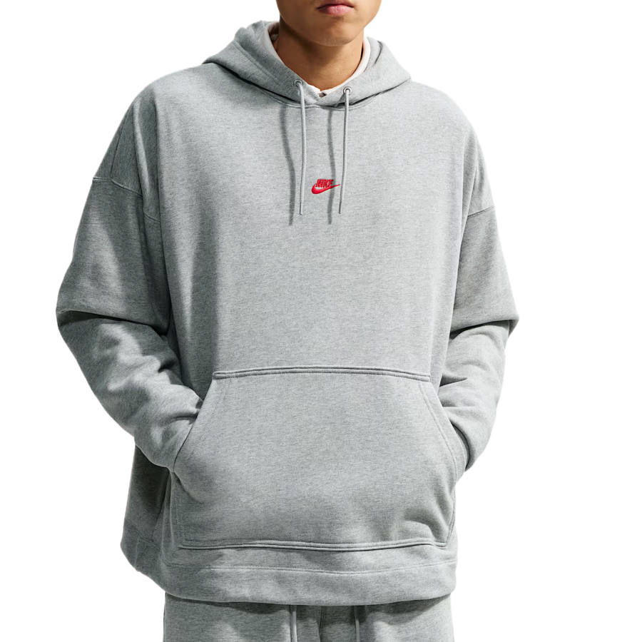 Nike Nike Sportswear Club Sweatshirts Men's Dark Gray Khaki/Light Smoke Gray/University Red Hooded Non Detachable Moderate