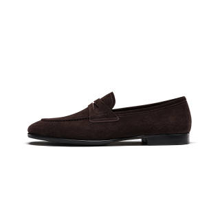 TRUFFAUT Vintage British Breathable Slip on Cow Suede Loafers Men's Coffee