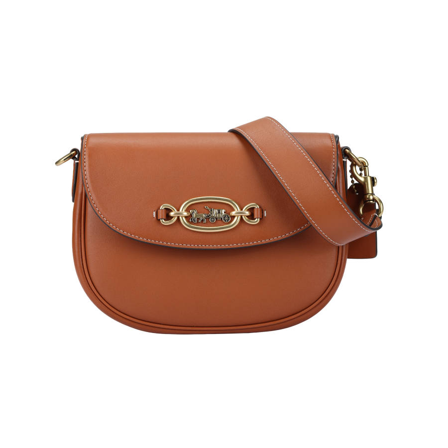 COACH Harley Cow Leather Shoulder Bag, Crossbody Bag Small Unisex Amber